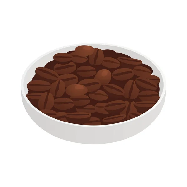 烤咖啡豆碗等量图标矢量图 — 图库矢量图片