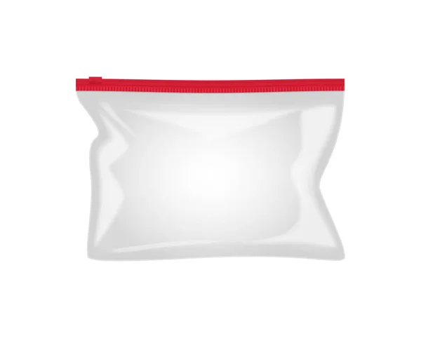 Ρεαλιστική Κενή Πλαστική Τσάντα Φερμουάρ Διανυσματική Απεικόνιση — Διανυσματικό Αρχείο