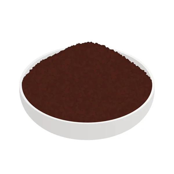 Bir Kase Granüler Hazır Kahve Izometrik Ikon Vektör Çizimi — Stok Vektör