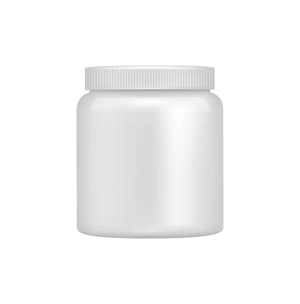 Blank Plastica Sport Nutrizione Vaso Realistico Vettoriale Illustrazione — Vettoriale Stock