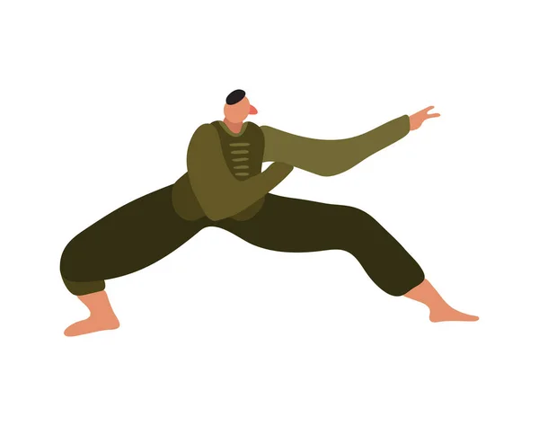 Platte Mannelijke Kung Vechter Vector Illustratie — Stockvector