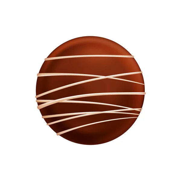 Galleta Chocolate Redonda Realista Con Tiras Vainilla Vista Superior Vector — Vector de stock