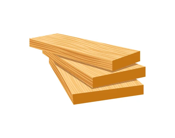 木製の3つの板ベクトルのイラストと木材産業生産フラットアイコン — ストックベクタ