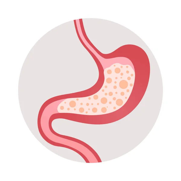 Lourdeur Dans Estomac Gastrite Symptôme Plat Icône Vectorielle Illustration — Image vectorielle