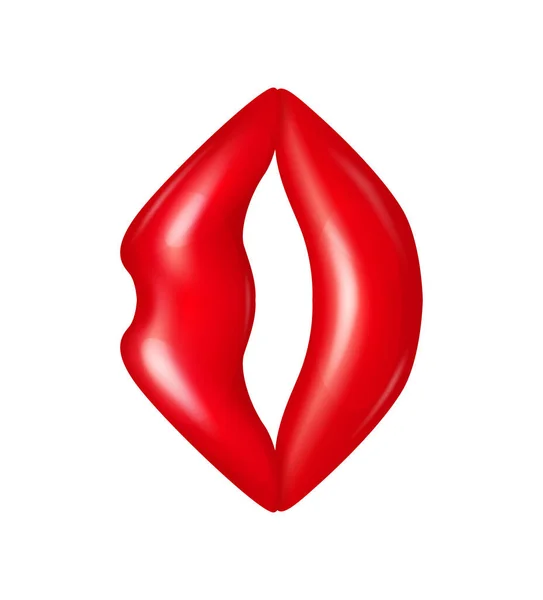 Realistiska Uppblåsbara Tillbehör Form Röda Läppar För Pool Ovanifrån Vektor — Stock vektor