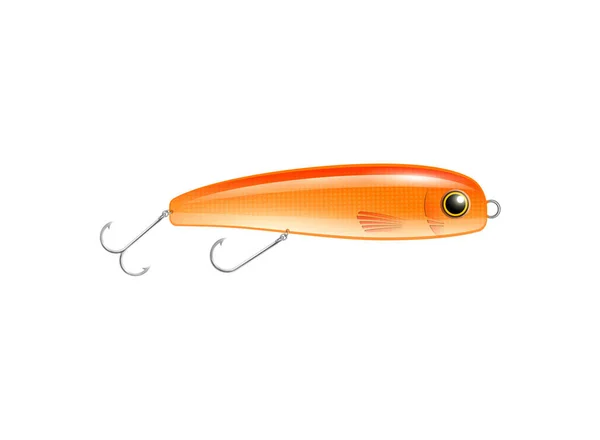 白い背景の上の現実的なオレンジ色の釣り餌ベクトルイラスト — ストックベクタ