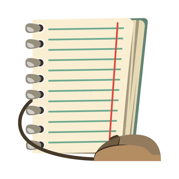 Educação Online Conceito Plano Com Notebook Branco Ilustração Vetor Mouse — Vetor de Stock
