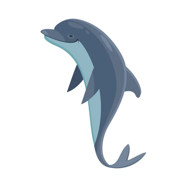 Netter Delfin Flachen Stil Auf Weißem Hintergrund Vektor Illustration — Stockvektor