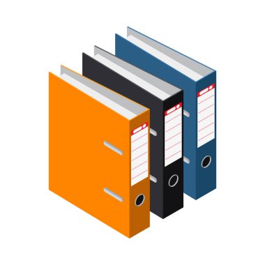 Renkli ofis klasörleri izometrik 3d vektör illüstrasyonu