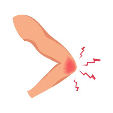 Acı verici dirsek yaralanması düz vektör çizimi