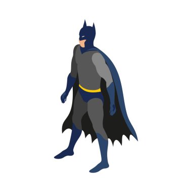 Beyaz arkaplandaki Isometric batman karakteri 3d vektör çizimi