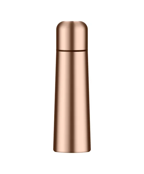 Realistische Glänzende Metall Thermosflasche Auf Weißem Hintergrund Vektor Illustration — Stockvektor