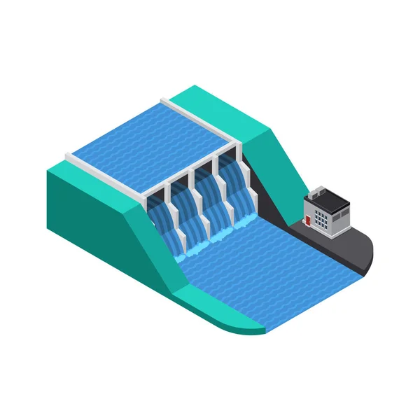 Υδροηλεκτρικός Σταθμός Ισομετρική Εικόνα Διανυσματική Απεικόνιση — Διανυσματικό Αρχείο