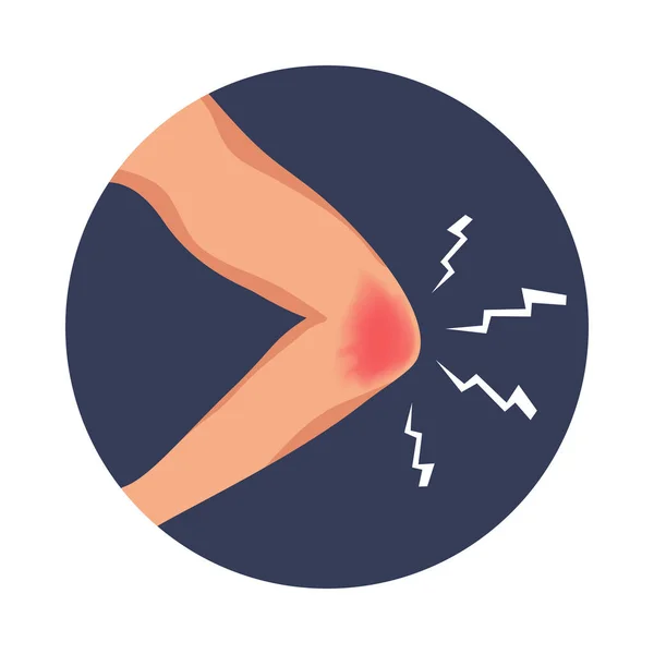 Schmerzhafte Verletzung Des Ellbogens Flache Runde Ikone Vektor Illustration — Stockvektor
