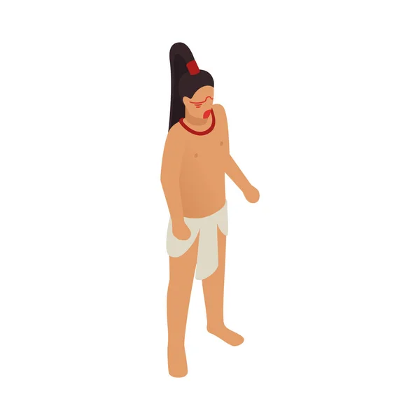Ισομετρική Maya Man Λευκό Φόντο Διανυσματική Απεικόνιση — Διανυσματικό Αρχείο