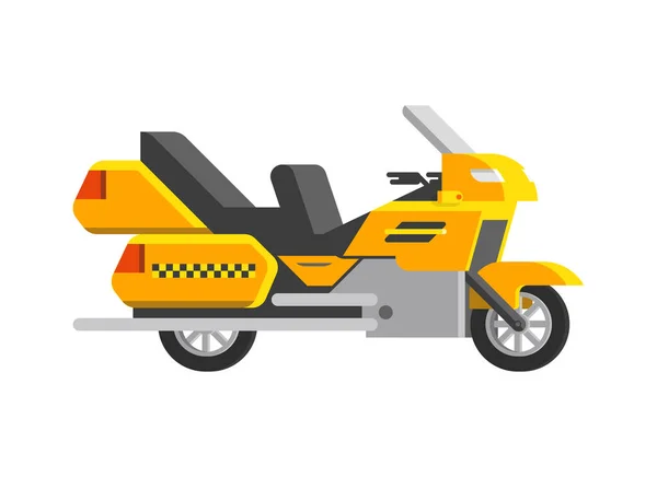 Gul Taxi Motorcykel Vit Bakgrund Platt Vektor Illustration — Stock vektor