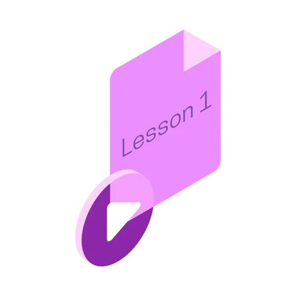 Distance Learning Online Lesson Isometric Glow Icon Vector Illustration — 스톡 벡터