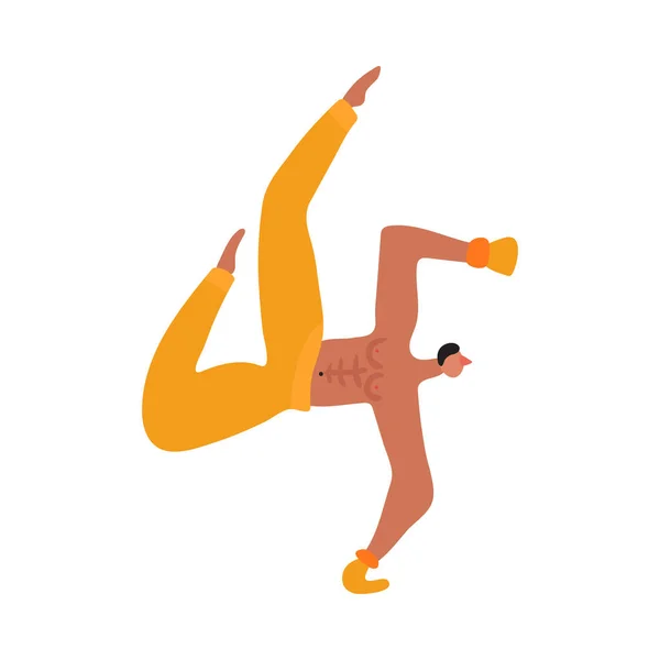 Människan Praktiserar Capoeira Platt Vektor Illustration — Stock vektor