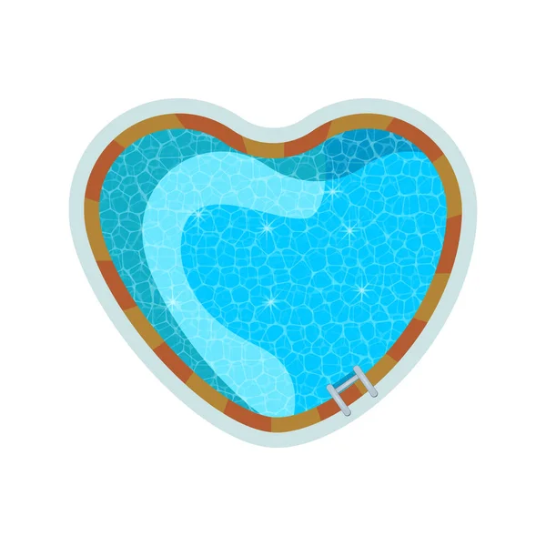Flaches Herzförmiges Schwimmbad Von Oben Ansicht Vektor Illustration — Stockvektor