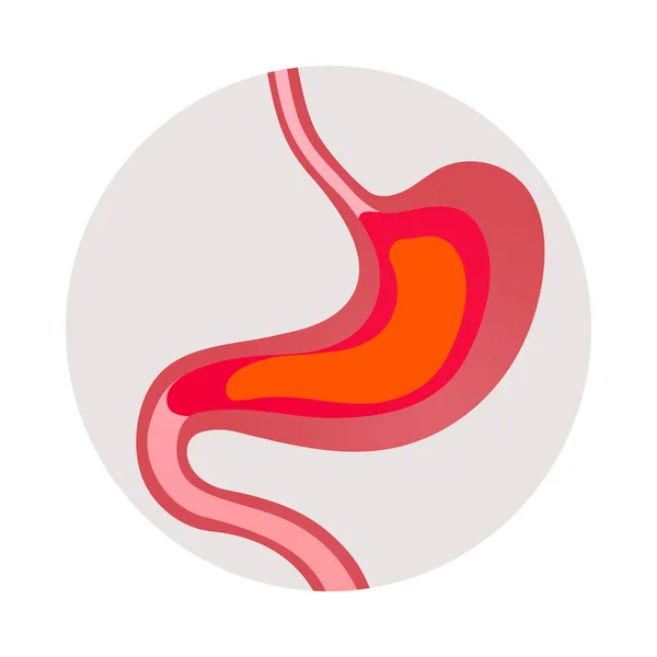 Pijn Maag Gastritis Symptoom Plat Rond Pictogram Vector Illustratie — Stockvector