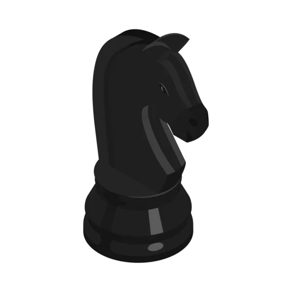Černá Šachová Rytířská Izometrická Ikona Vektorová Ilustrace — Stockový vektor