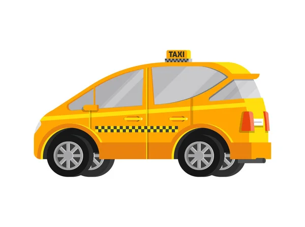 Flaches Design Gelbes Taxiauto Auf Weißem Hintergrund Vektor Illustration — Stockvektor