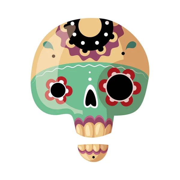 Crâne Mexicain Traditionnel Jour Mort Symbole Vacances Illustration Vectorielle Plate — Image vectorielle