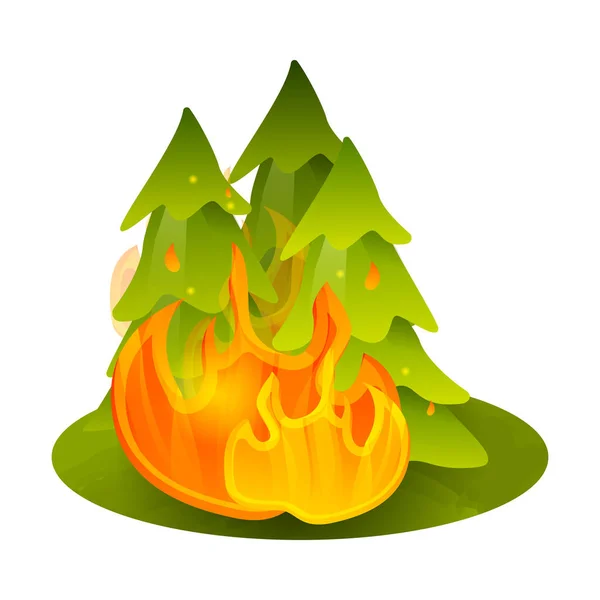 Ökologisches Problem Naturkatastrophen Flachkonzept Mit Wald Brandvektor Illustration — Stockvektor