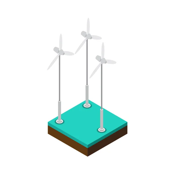 Wind Turbines Alternative Sources Energy Isometric Icon Vector Illustration — Stock Vector