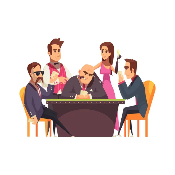 Mannen Die Poker Spelen Casino Cartoon Vector Illustratie — Stockvector