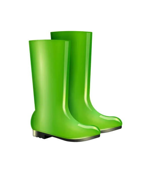 Realistic Green Rubber Boots Vector Illustration — Stock Vector