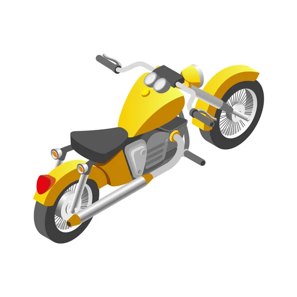 Isometrica Giallo Moto Indietro Vista Sfondo Bianco Vettoriale Illustrazione — Vettoriale Stock
