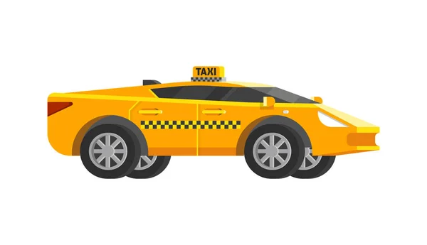 Moderne Gelbe Taxi Auto Flache Vektor Illustration — Stockvektor