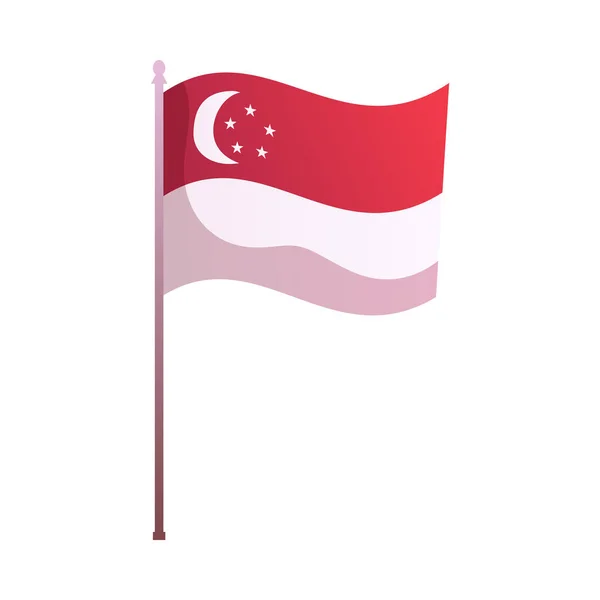 Singapore Flag Dalam Gaya Gambar Vektor Datar - Stok Vektor