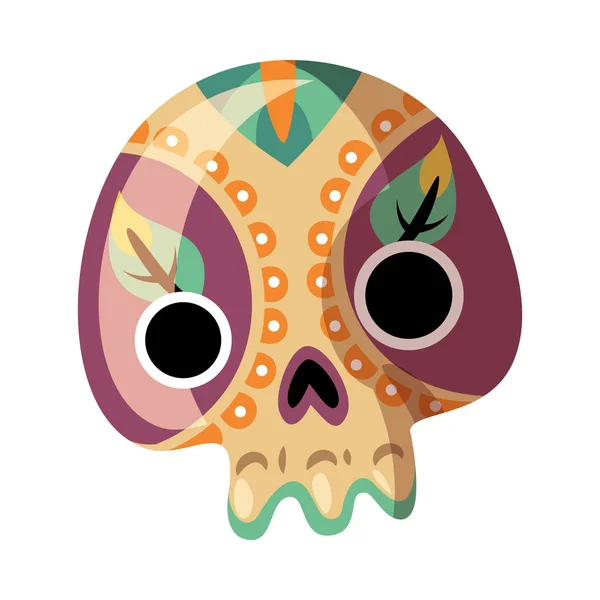 Colorido Día Cráneo Mexicano Del Símbolo Vacaciones Muerto Ilustración Vector — Vector de stock