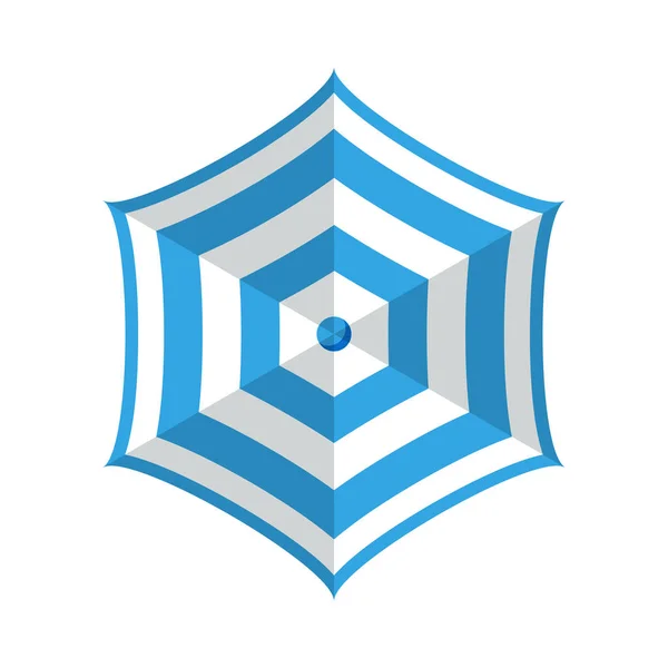 Полосатый Синий Белый Пляжный Зонтик Плоским Векторным Изображением — стоковый вектор