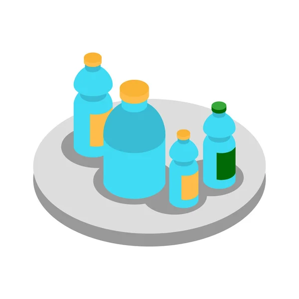 塑料污染等距概念与瓶子3D矢量说明 — 图库矢量图片