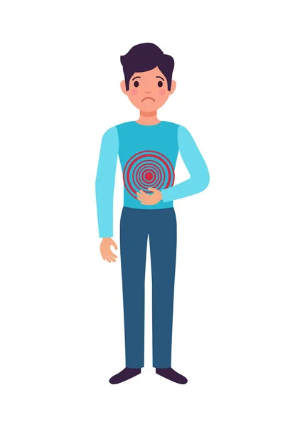 Gastritis Symptom Icon Man Suffering Stomachache Vector Illustration — Stock Vector