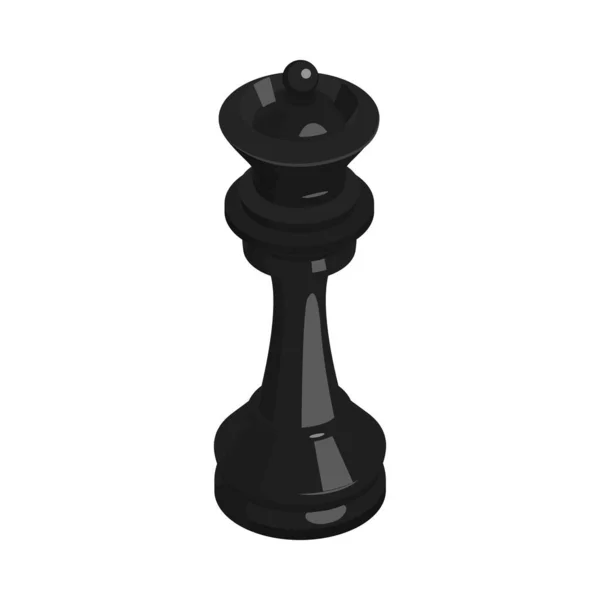 Ізометрична Чорна Королева Шахової Фігури Значок Векторні Ілюстрації — стоковий вектор