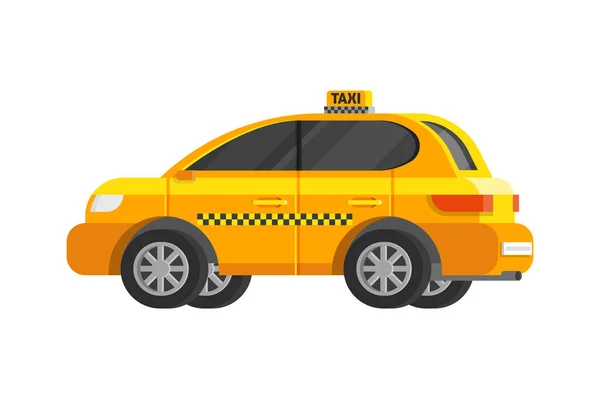 Yellow Taxi Car Flat Style Vector Illustration — Stock Vector
