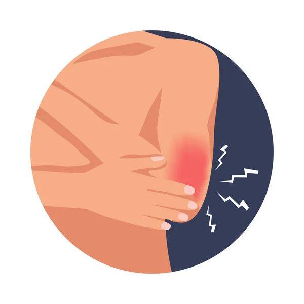 人間の肘の傷害の打撲フラットラウンドアイコンのベクトル図 — ストックベクタ