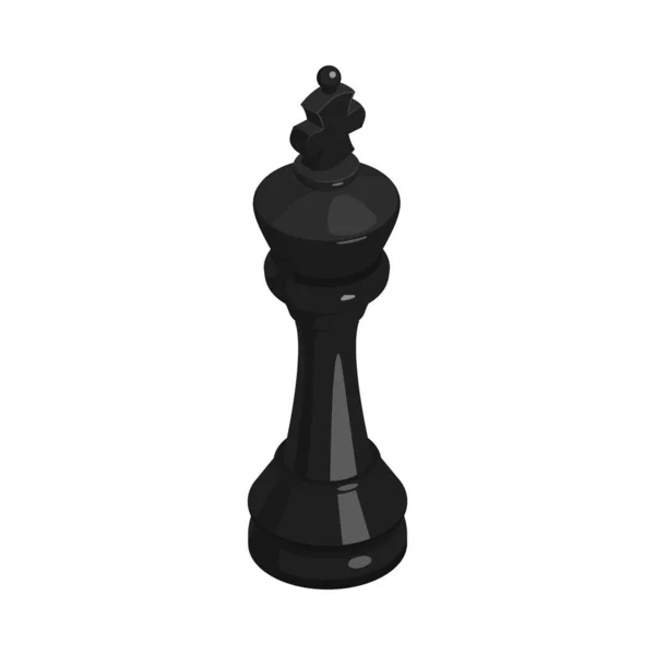 Isometrische Schwarze König Schachfigur Symbol Vektor Illustration — Stockvektor