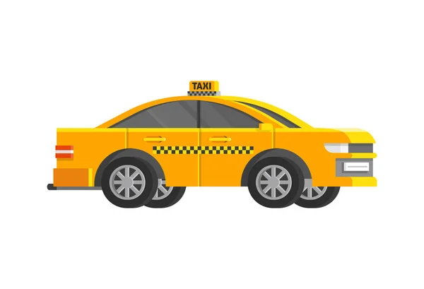 Flat Taxi Car Side View Vector Illustration — Stock Vector