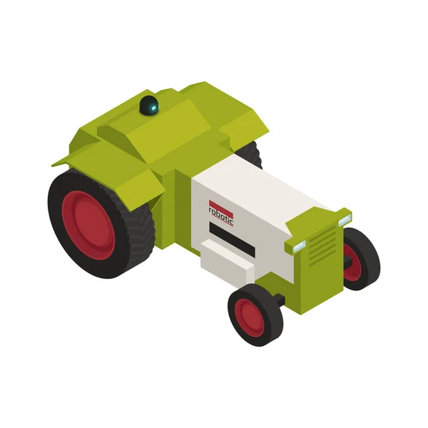 Icona Isometrica Agricoltura Smart Farming Con Illustrazione Vettoriale Veicolo Robotico — Vettoriale Stock