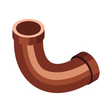 Bent boru izometrik ikon vektör çizimi