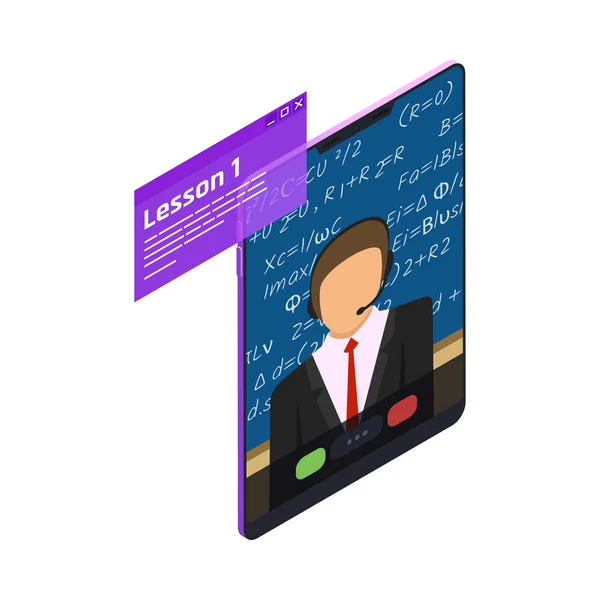 Αποστάσεως Μάθηση Online Μάθημα Βιντεοκλήση Δάσκαλο Ισομετρική Εικόνα Διανυσματική Απεικόνιση — Διανυσματικό Αρχείο