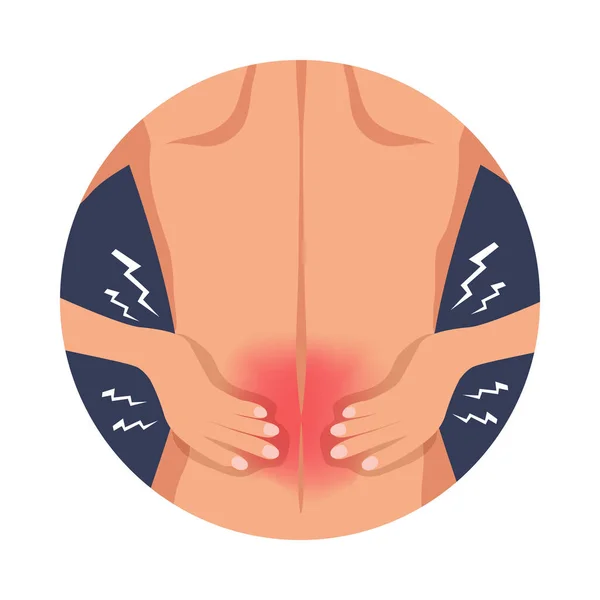 背痛身体伤害扁平图标矢量图解 — 图库矢量图片