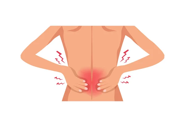 痛みを伴う背中の損傷のひずみフラットベクトルイラスト — ストックベクタ