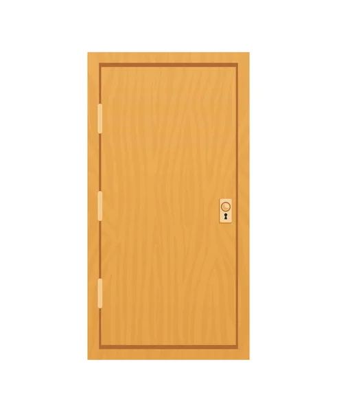 Wood Industry Production Sample Wooden Door White Background Flat Vector — Stock Vector