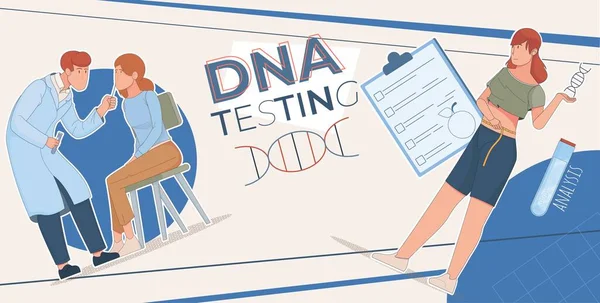 Test Génétique Personnes Composition Avec Collage Icônes Dna Plat Avec — Image vectorielle